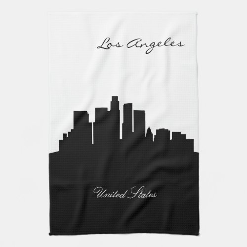 Black and White Los Angeles Skyline Towel