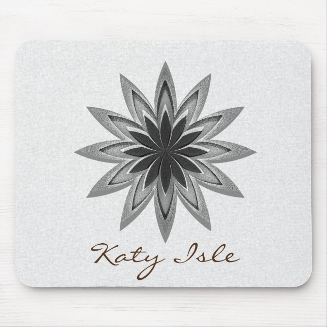 Black and White Lotus Flower  Paint Customize Mouse Pad (Front)
