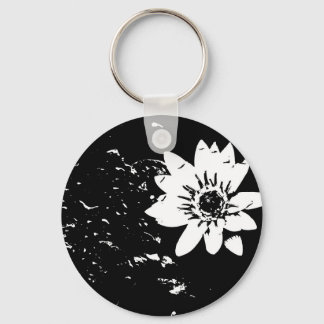 Black and White Lotus Keychain