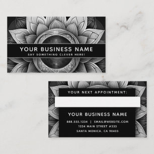Black and White Lotus Modern Elegant Professional Appointment Card