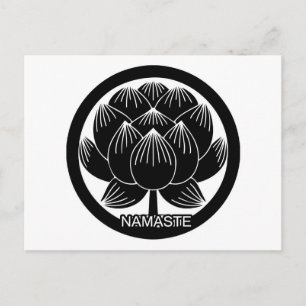 Black and White Lotus Namaste Postcard