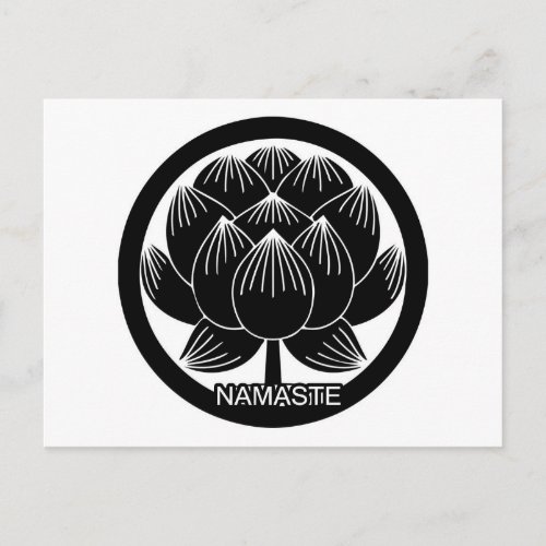 Black and White Lotus Namaste Postcard