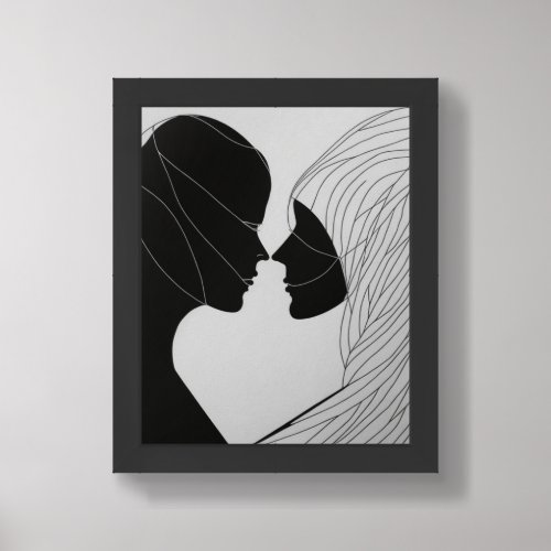 Black and white love art framed art