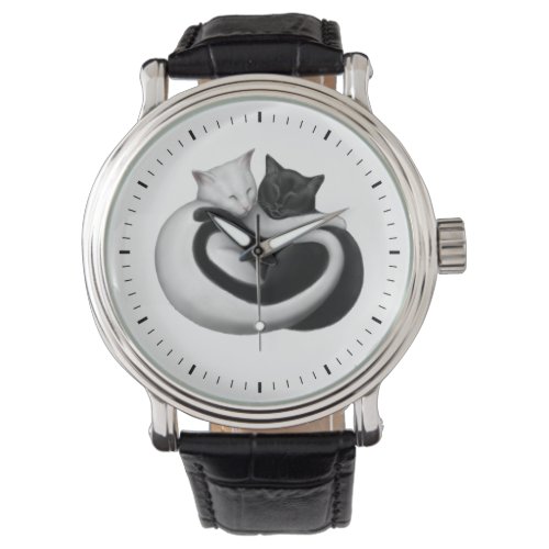 Black and White Love Cats Watch