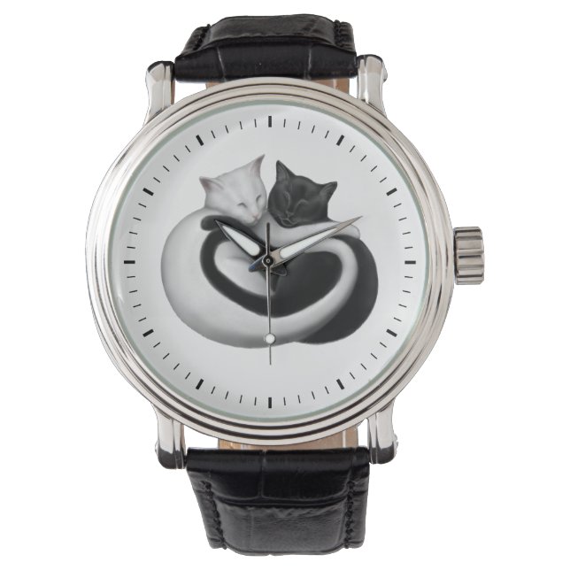 Black and White Love Cats Watch (Front)