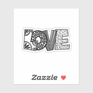 Black and White LOVE Die-Cut Vinyl Sticker