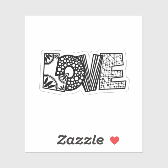Black and White LOVE Die-Cut Vinyl Sticker (Sheet)