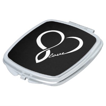 Black And White Love Heart Compact Mirror by EnduringMoments at Zazzle