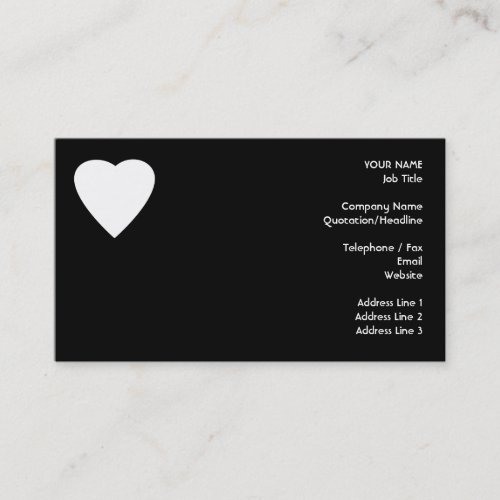 Black and White Love Heart Design. Business Card Templates