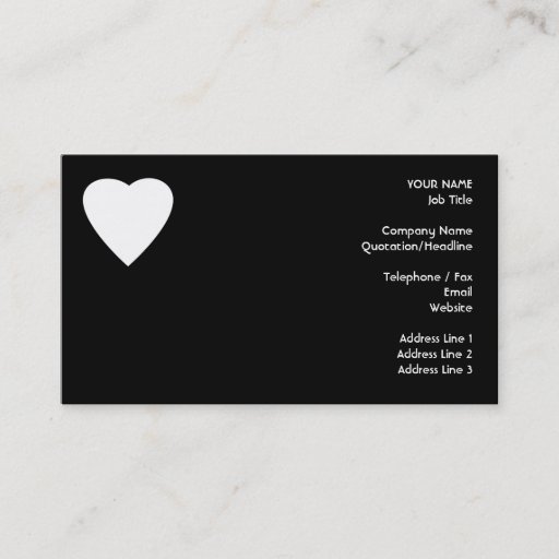 Customizable Black and White Love Heart Design. Business Card Templates