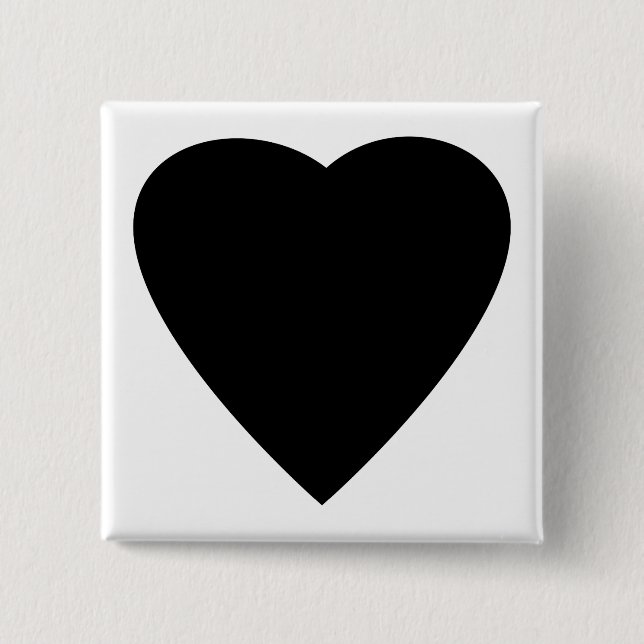 Black and White Love Heart Design. Button (Front)