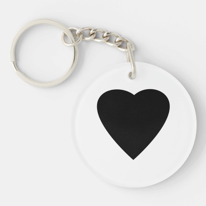 Black and White Love Heart Design. Round Acrylic Keychain