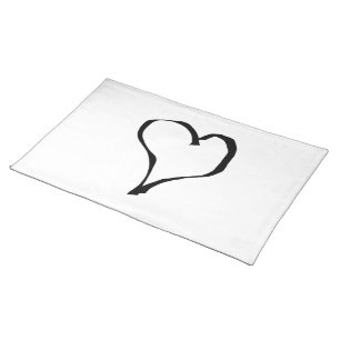 Black and White Love Heart Design. Placemat