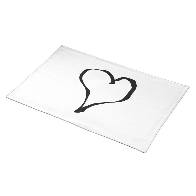 Black and White Love Heart Design. Placemat (On Table)