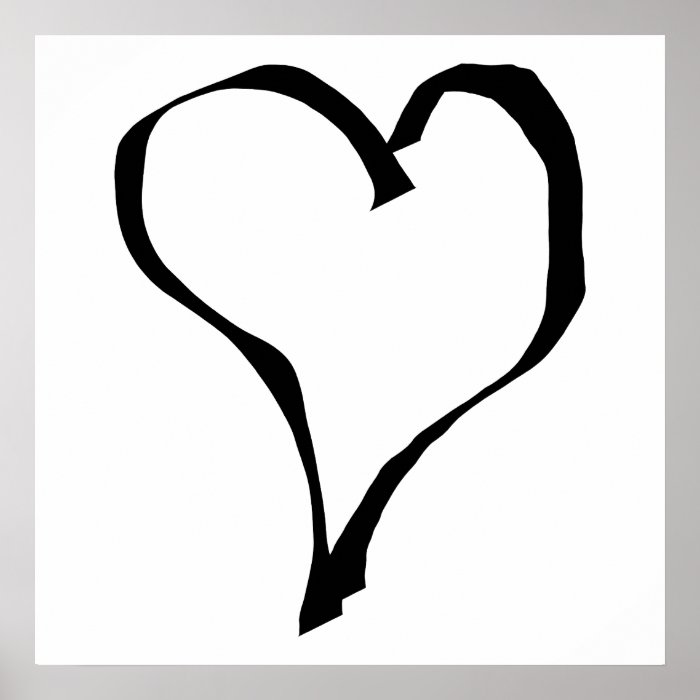Black and White Love Heart Design. Print
