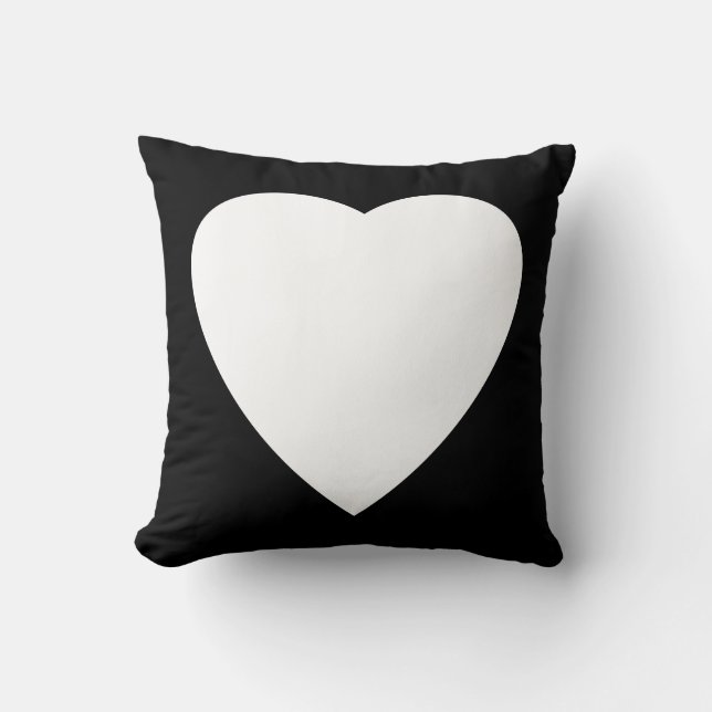 Black and White Love Heart Design. Throw Pillow (Front)