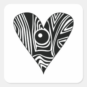 Black and White LOVE heart Square Sticker