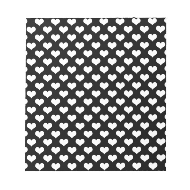 Black And White Love Hearts Notepad (Front)