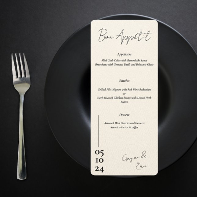 Black and white Love Letter Wedding menu  (Creator Uploaded)