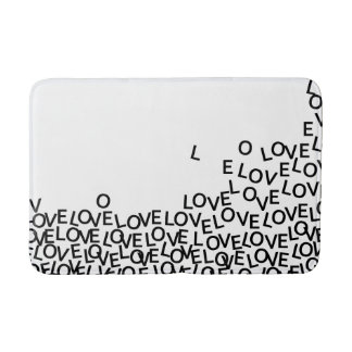 Black and White LOVE LOVE LOVE Typography Bath Mat