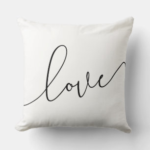 Black and White Love Minimalist Throw Pillow