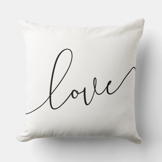Black and White Love Minimalist Throw Pillow (Front)