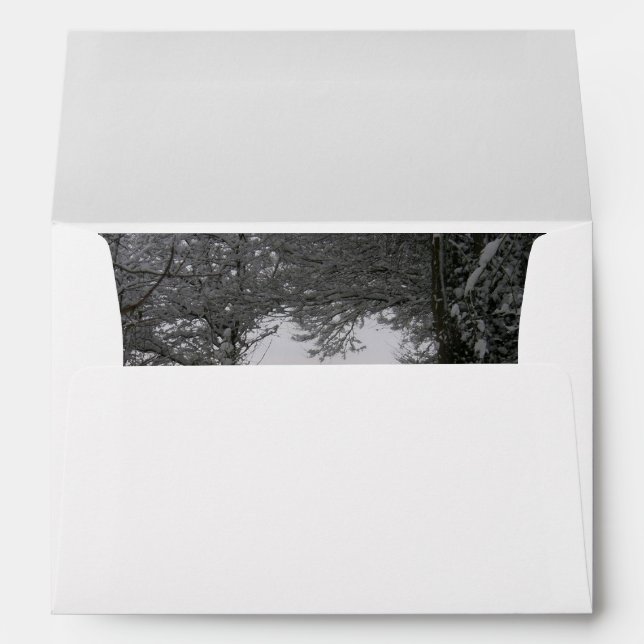 Black and White Love Snow Heart Photo Christmas Envelope (Back (Bottom))