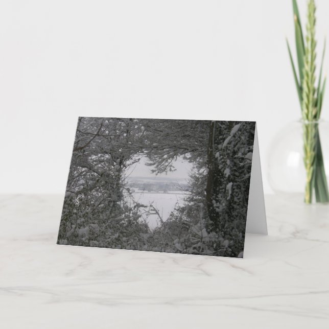 Black and White Love Snow Heart Photo Christmas Ho Holiday Card (Front)