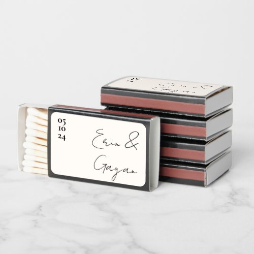black and white love story wedding napkins matchboxes