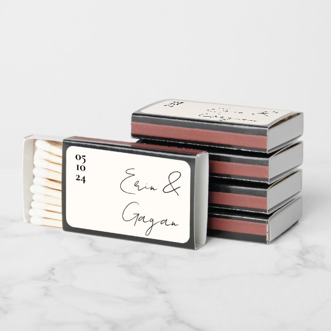 black and white love story wedding napkins matchboxes (Stacked)