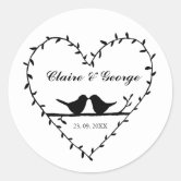 Cute Lovebirds Rainbow Custom Wedding Favor Classic Round Sticker