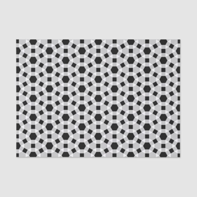 Black and white lozenge seamless geometric pattern tissue paper (Front)