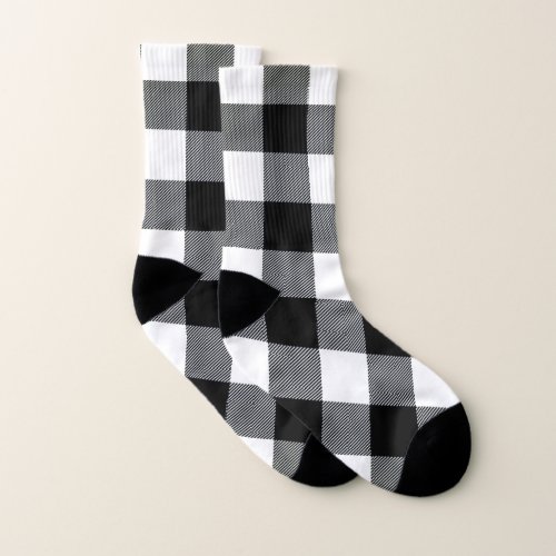 black and white lumberjack plaid socks