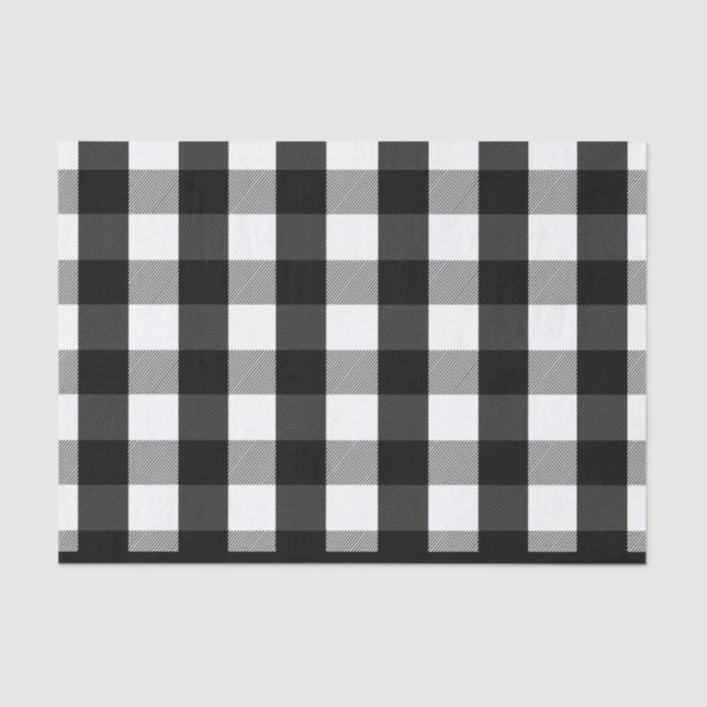 Black and White Lumberjack Plaid Tissue Paper (Front)
