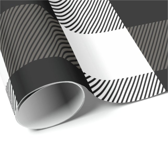 Black and White Lumberjack Plaid Wrapping Paper (Roll Corner)