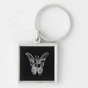 Black and White Luna Moth Butterfly Keychain
