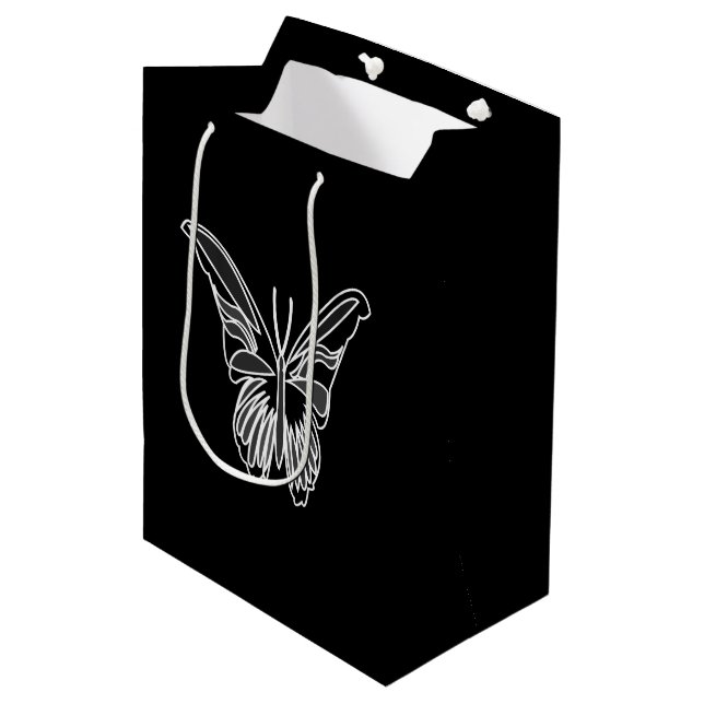 Black and White Luna Moth Butterfly Medium Gift Bag (Front Angled)