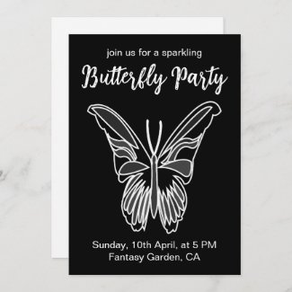 Black and White Luna Moth Butterfly Party