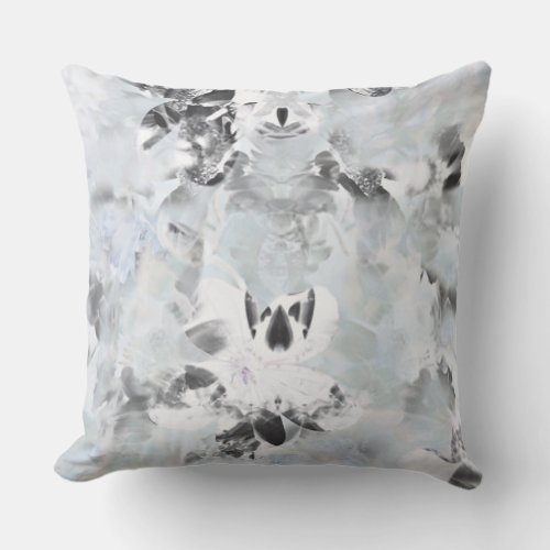 Black and white luxurious abstract modern art outdoor pillow