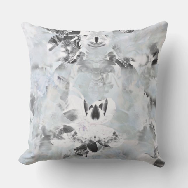 Black and white luxurious abstract modern art outdoor pillow (Front)
