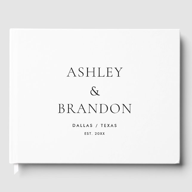 Black and White Luxury Wedding Custom Guest Book (Front)