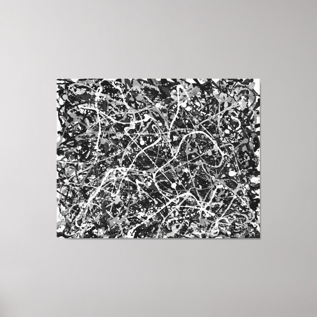 BLACK AND WHITE LXIX - Action painting -Abstract- Canvas Print (Front)