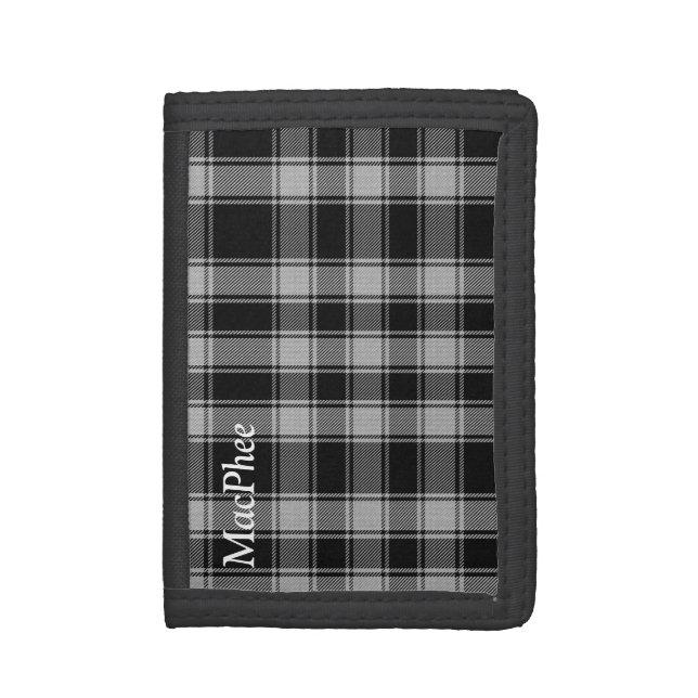 Black and White MacPhee Tartan Plaid Wallet (Front Vertical)