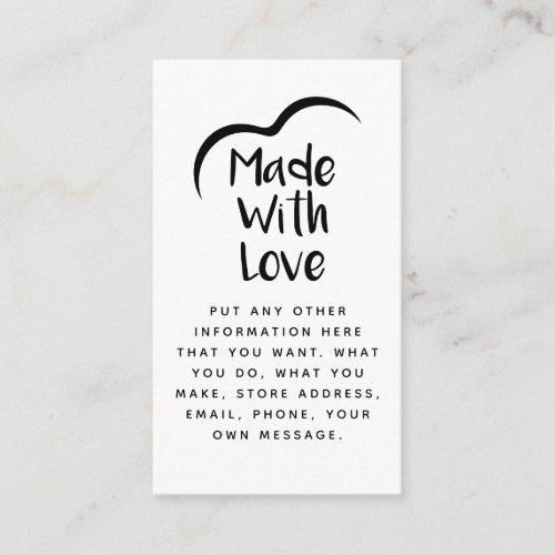 Black and white made with love heart Silhouette Enclosure Card