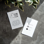 Black and white made with love heart, social links enclosure card