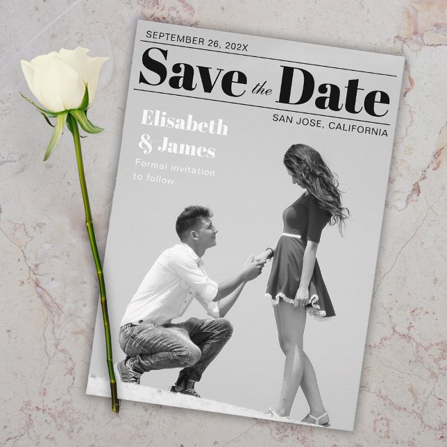 Black and White Magazine Cover Photo & Typography  Save The Date (Creator Uploaded)