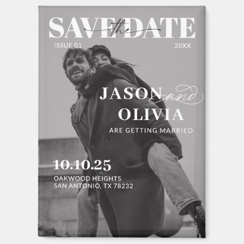 Black and White Magazine Cover Photo Wedding