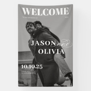 Black and White Magazine Cover Photo Wedding Sign