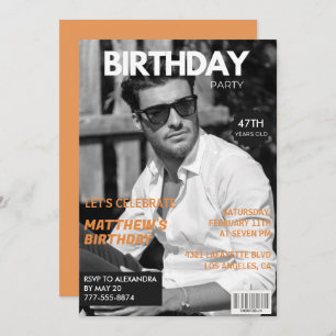 Black and white Magazine Editorial 47th birthday Invitation