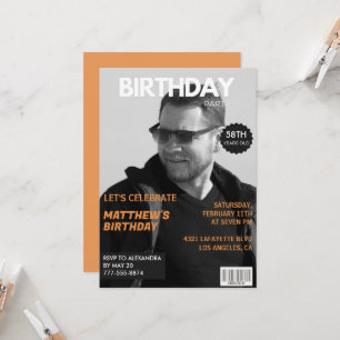 Black and white Magazine Editorial 58th birthday Invitation